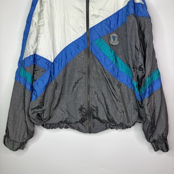 Vintage Givenchy Active Sports Blue Gray Nylon Windbreaker Jacket Size Large - Picture 3 of 11